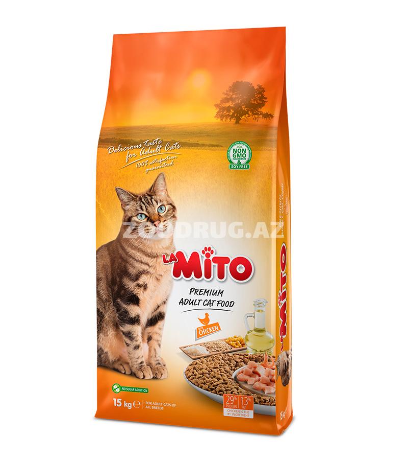 Сухой корм Mito Chicken Adult Cat сбалансированный рацион для взрослых кошек с курицей.