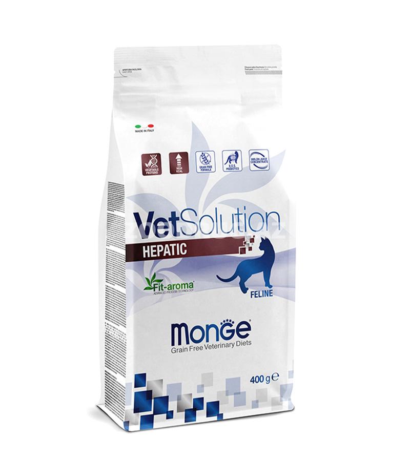 Сухой диетический корм Monge Vetsolution Hepatic Cat Adult  полнорационный для взрослых кошек, поддержания функции печени при хронической печеночной недостаточности с курицей 400 гр. 