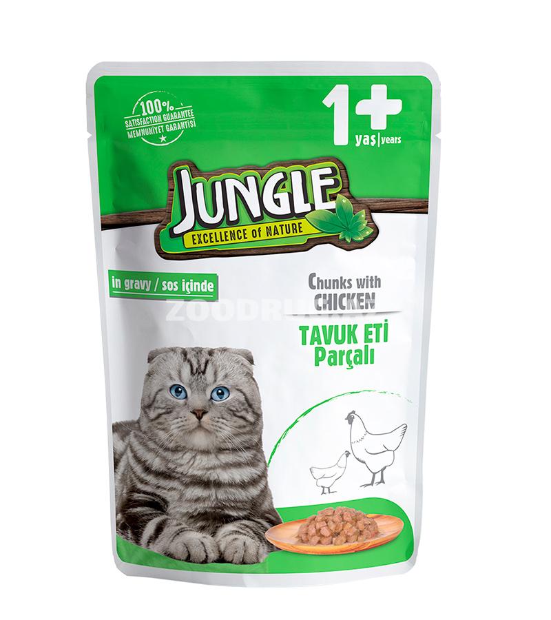 Влажный корм Jungle Cat Adult для взрослых кошек с курицей 100 гр.