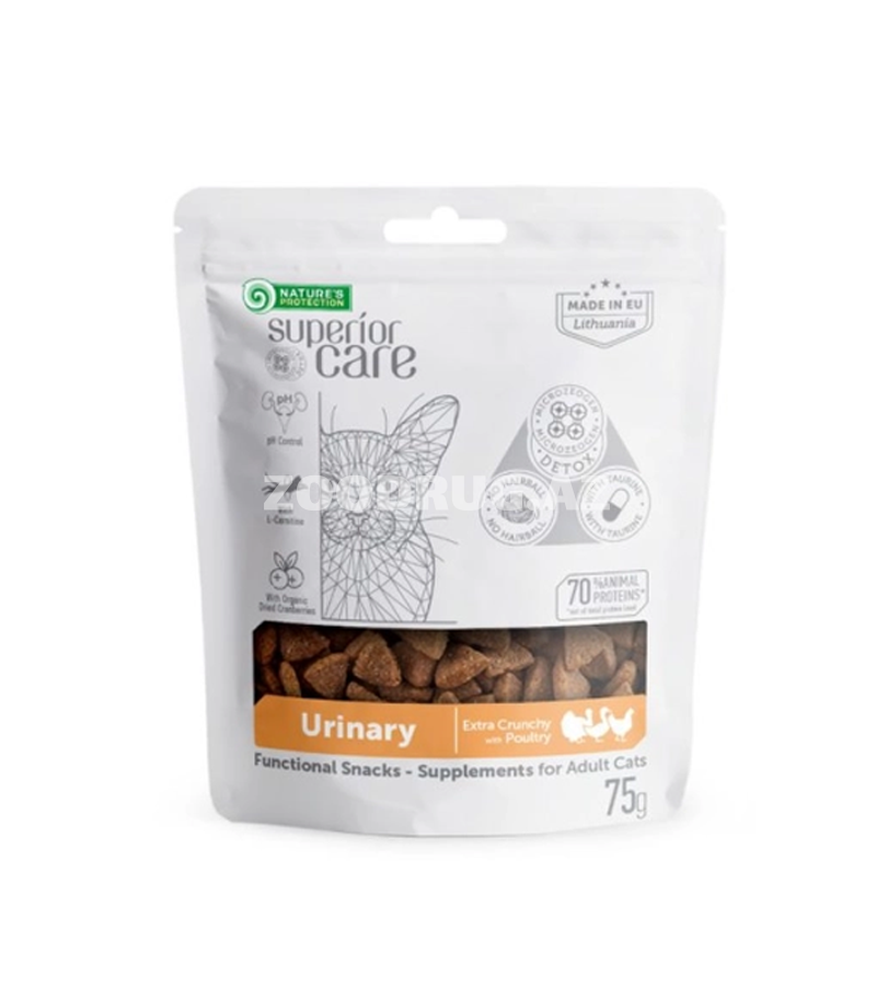 Лакомство для кошек Nature's Protection Superior Care Urinary Snack with Poultry  Аппетитное лакомство в виде хрустящих треугольников с мясом птицы 75 гр.
