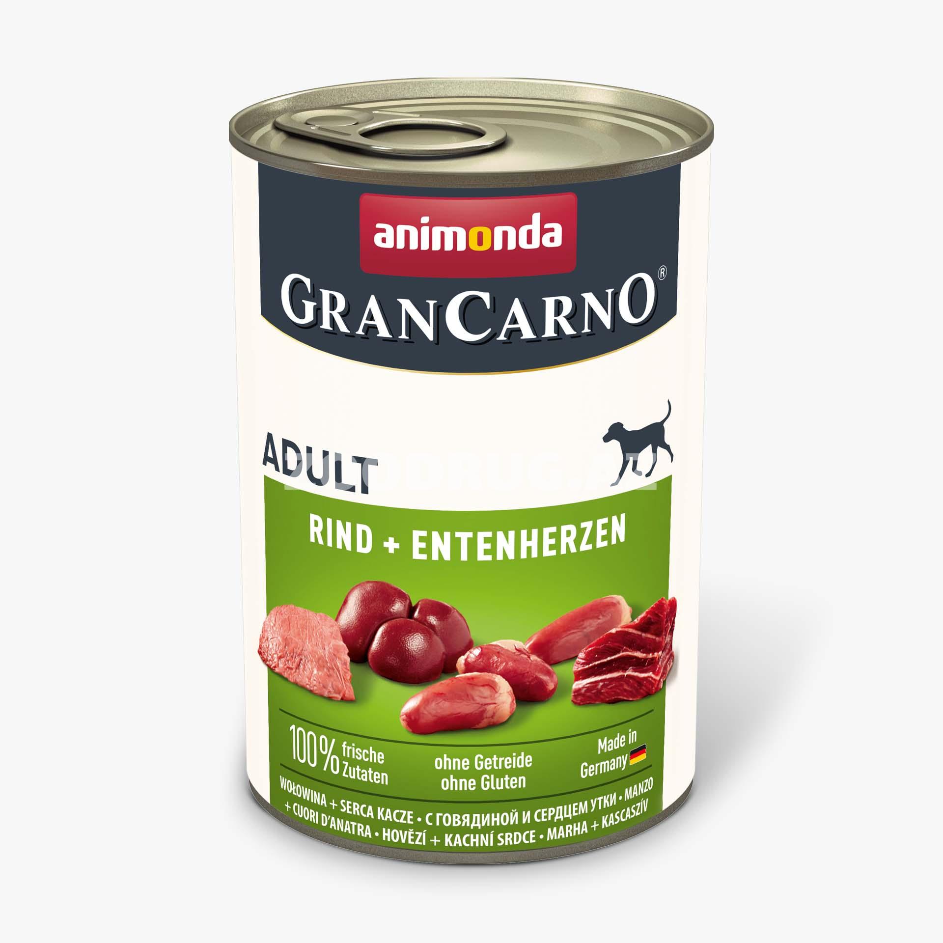 Влажный корм Animonda Gran Carno Original Adult для взрослых собак со вкусом говядины и сердца утки 800 гр.