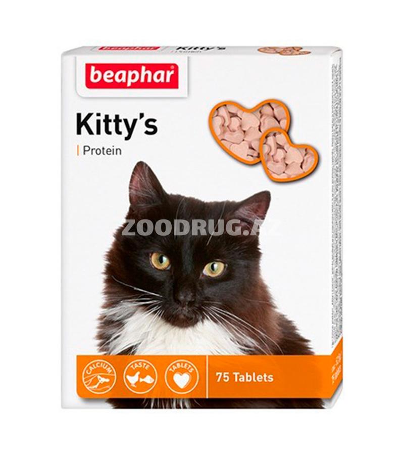 Лакомство BEAPHAR KITTY’S Protein  для кошек витаминизированное, сердечки для кошек с протеином  (75 шт)