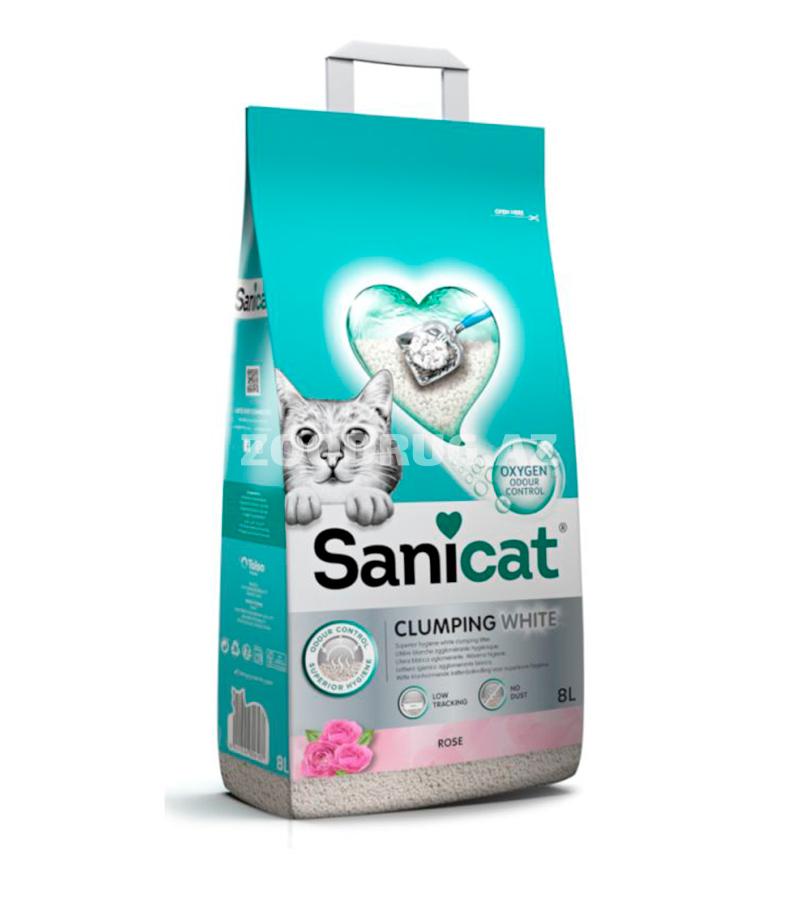 Наполнитель для кошачьего туалета SANICAT CLASSIC ROSE PETAL бентонитовый, комкующийся с активным кислородом и ароматом розы 8 лтр.