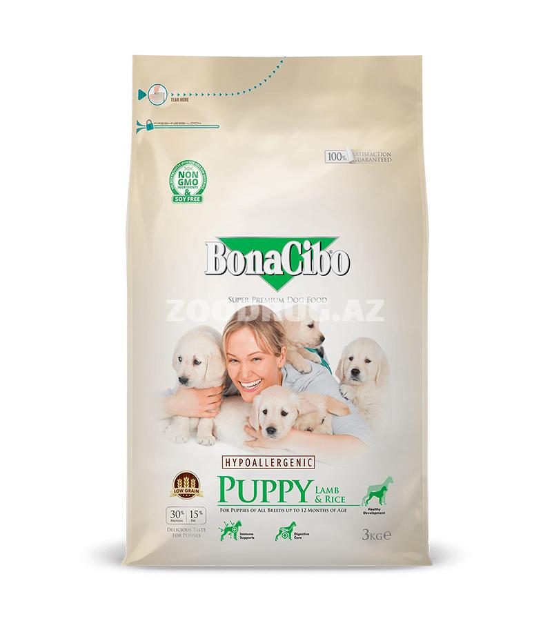 Сухой корм BonaCibo Puppy Lamb&Rice Hypoallergenic для щенков всех пород с чувствительным пищеварением со вкусом ягненка.