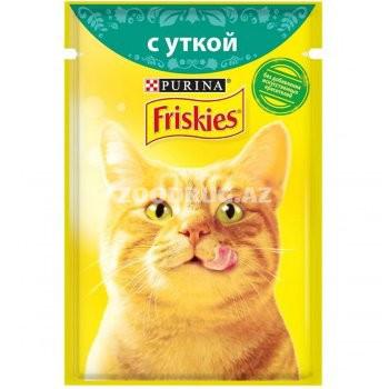 Влажный корм Friskies для взрослых кошек с уткой в подливе (85 гр)
