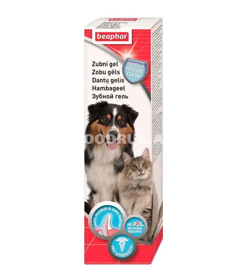 Зубной гель Beaphar для чистки зубов и освежения дыхания у кошек и собак 100 мл.