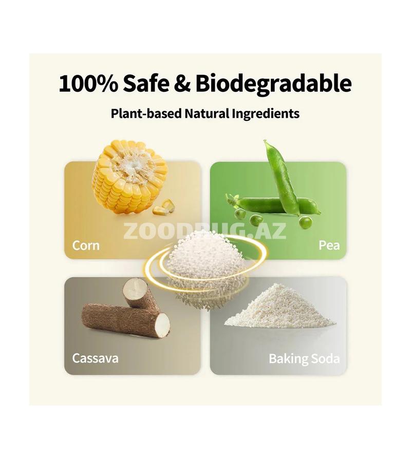 Натуральный комкующийся наполнитель PETKIT Natural Cat Litter Tofu & Cassava премиум-класса для кошачьего туалета