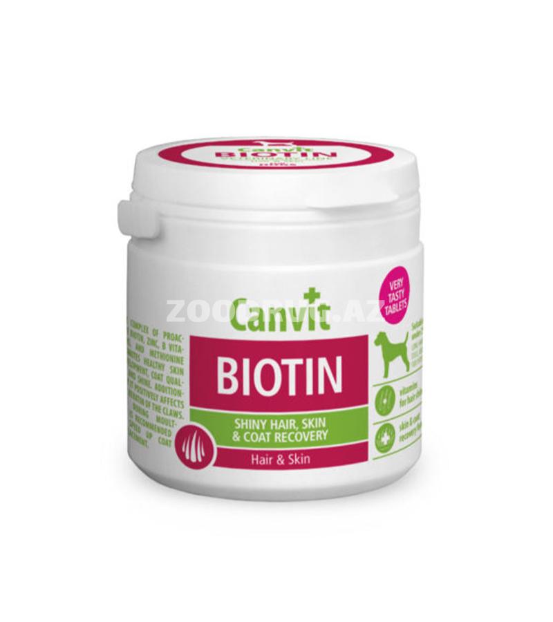 Canvit Biotin — itlər üçün hazırlanmış, dəri və tüklərin vəziyyətini yaxşılaşdıran vitamin kompleksi.