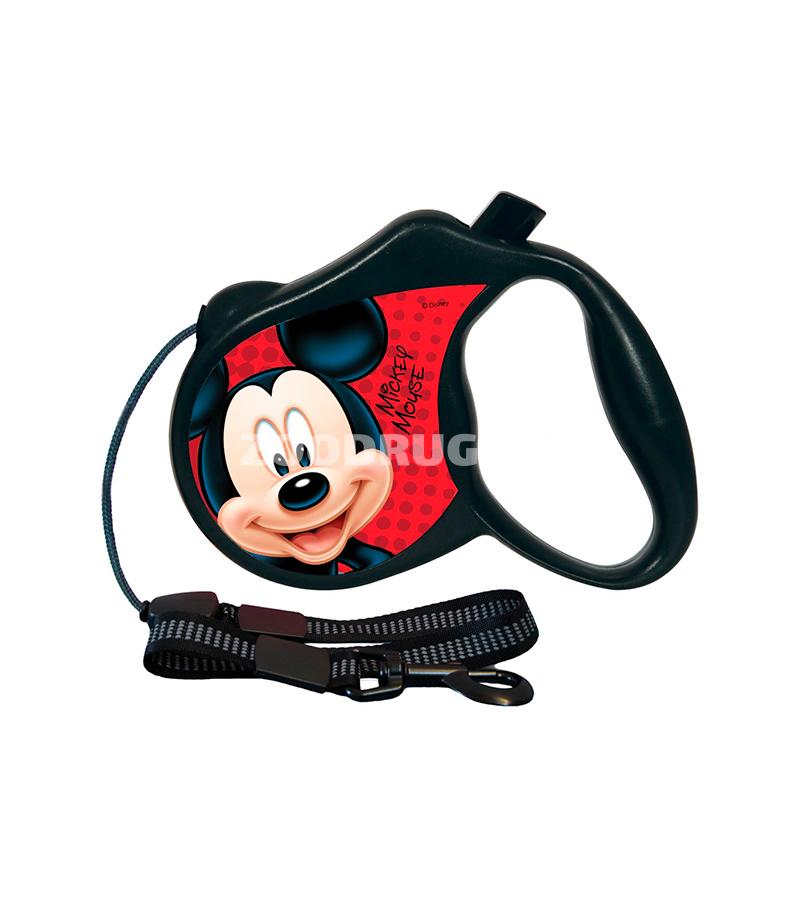 Поводок-рулетка для собак Triol Disney Mickey тросовый. Размер S. Цвет: Черный с рисунком. Длинна: 3 метра.