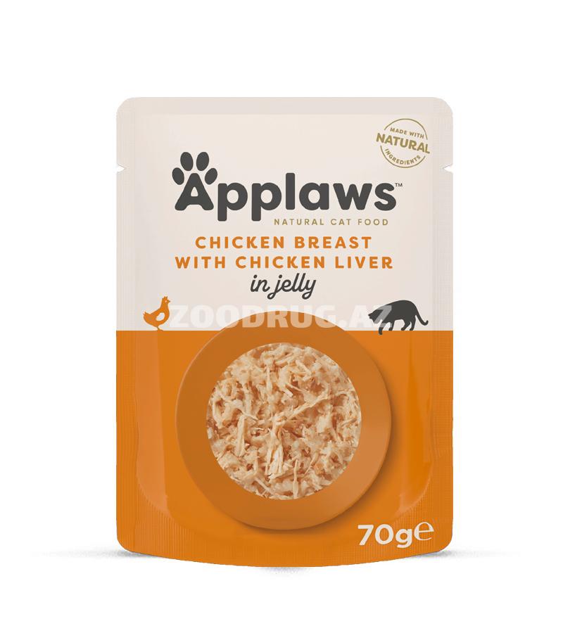 Влажный корм Applaws Chicken Breast with Chicken Liver in Jelly для взрослых кошек со вкусом курицы и печени в желе 70 гр.