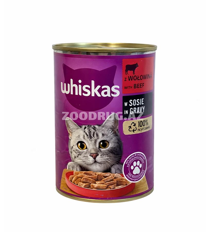 Влажный корм Whiskas для кошек со вкусом говядины в соусе 400г