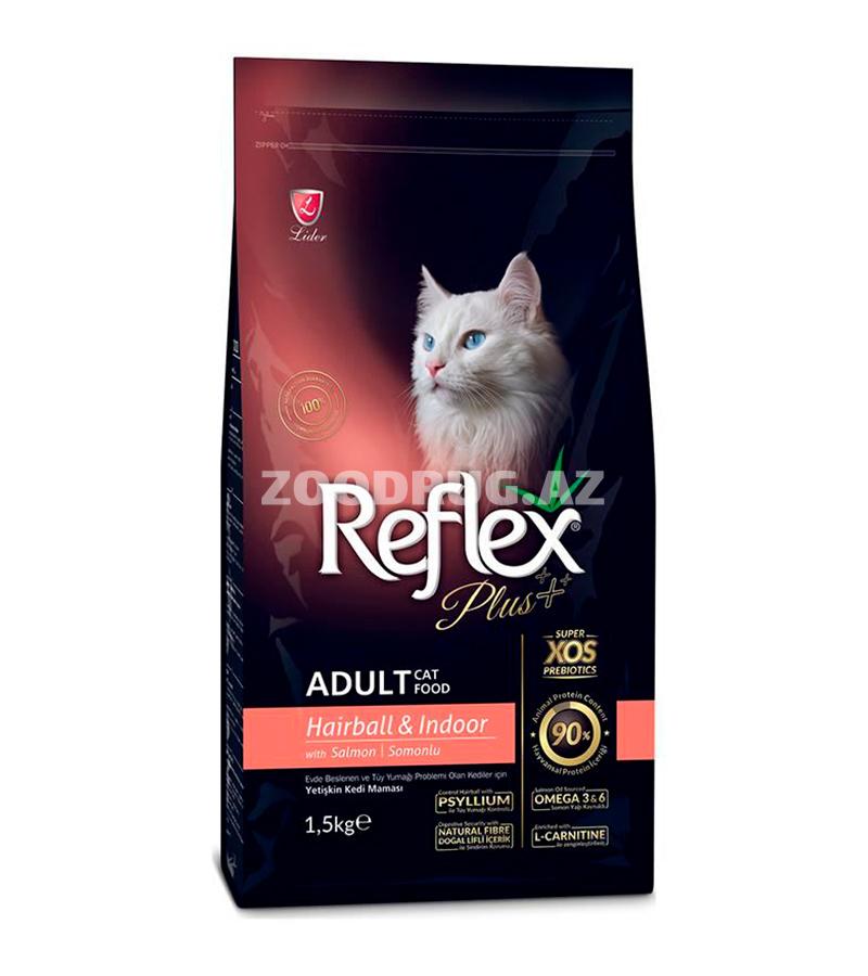 Сухой корм Reflex Plus Hairball & Indoor для вывода шерсти кошек с лососем