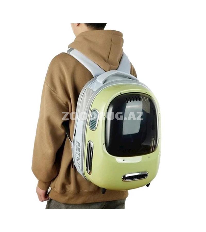 Рюкзак-переноска PETKIT Power Dock в зелёном цвете-функциональное и удобное решение для транспортировки кошек и мелких собак.