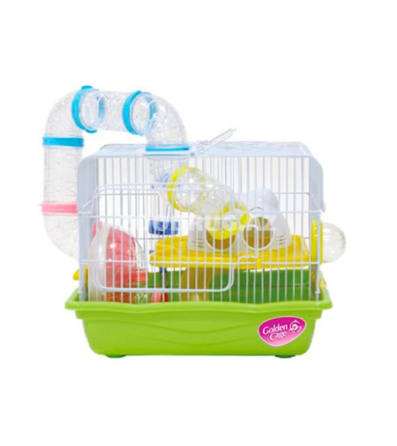 Клетка для грызунов Hamster Cage, с пластмассовым поддоном. Цвет: Зеленый. Размер 35.5*26.6*27.5 см.