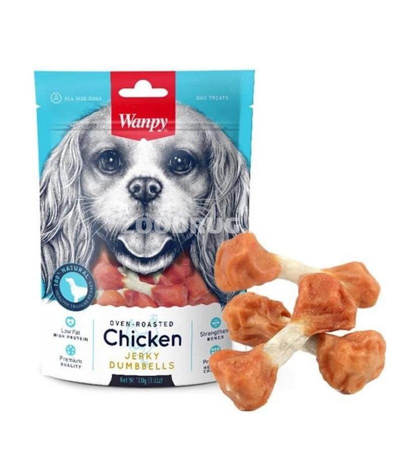 Wanpy Chicken Jerky Dumbbells — İtlər üçün toyuq “qantelləri” (100 q)