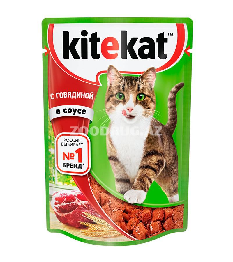 Консервы KITEKAT для взрослых кошек с говядиной в соусе (85 гр)