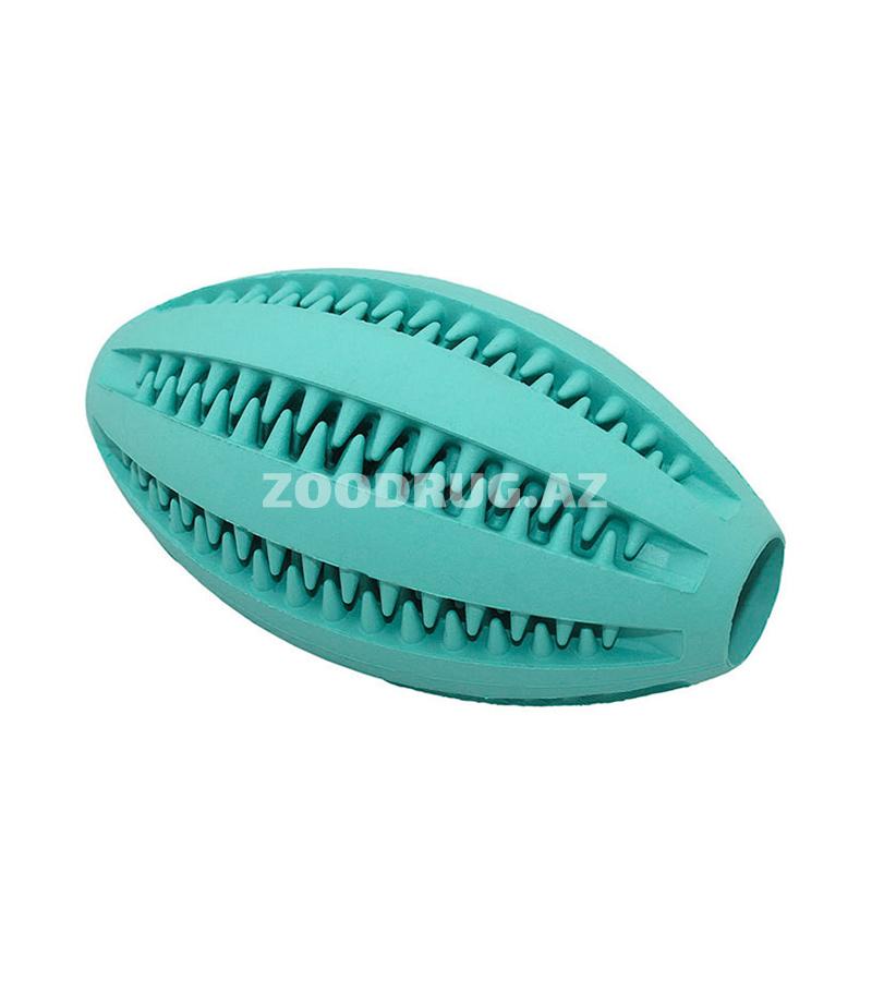 Грейфер O.L.KAR "Регби-мяч" массажный со вкусом мяты для средних и крупных пород собак. Цвет: Голубой. Размер: 12 см.