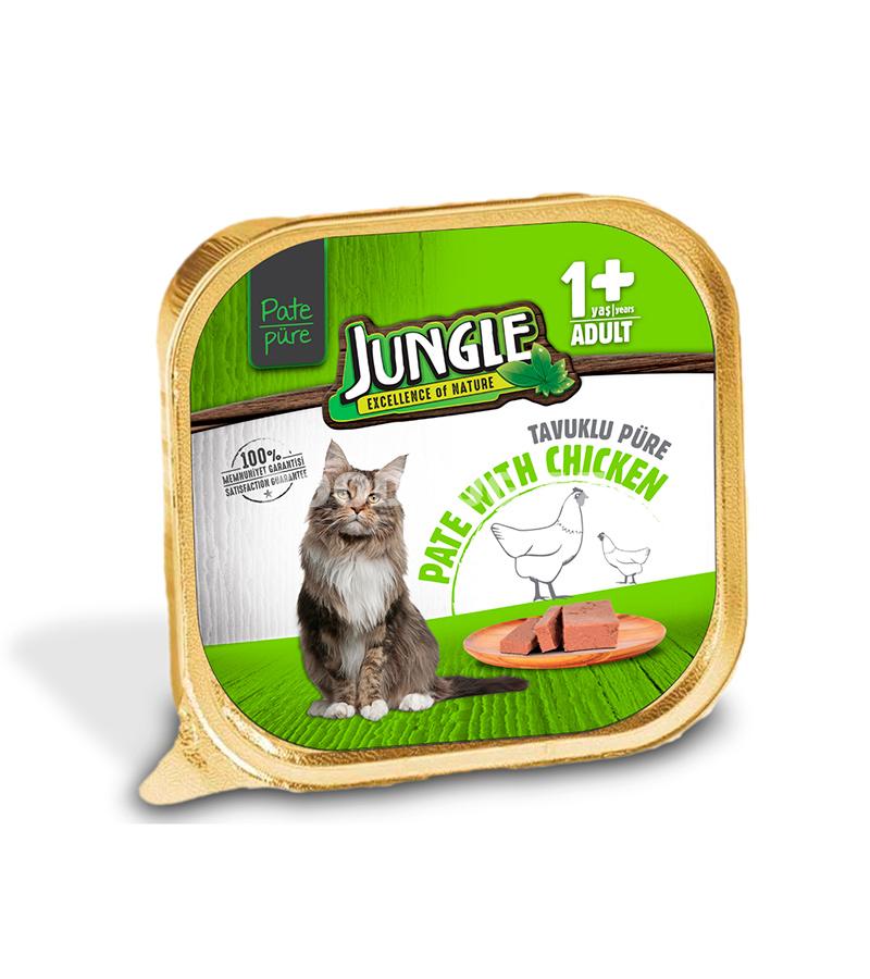 Влажный корм Jungle Cat Adult  паштет для взрослых кошек с курицей 100 гр.