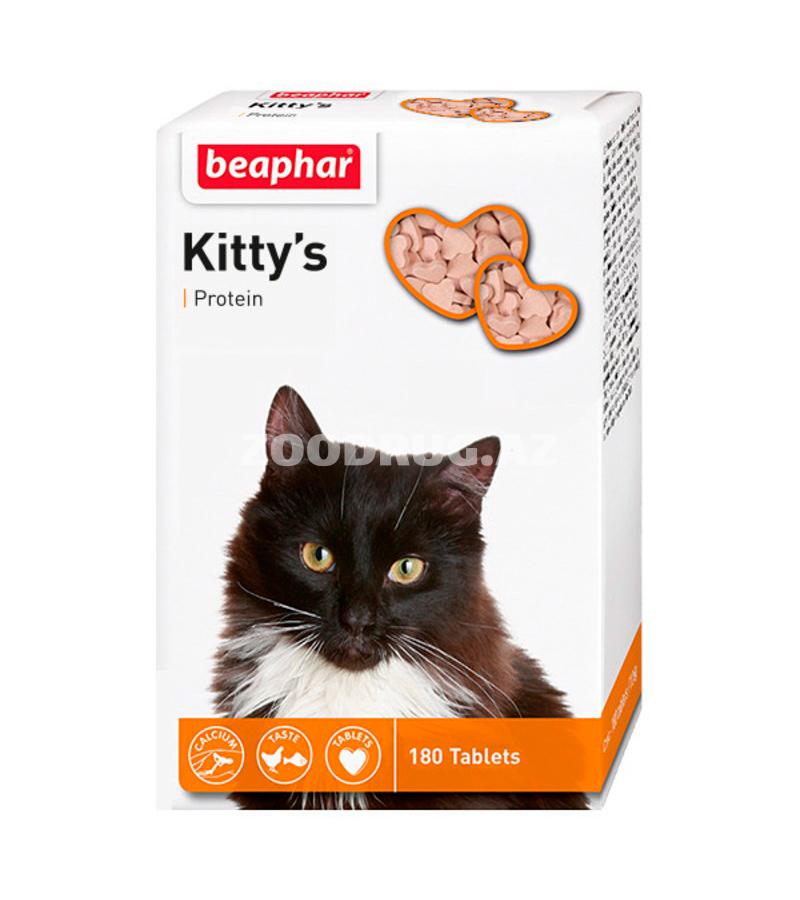 Лакомство Beaphar Kitty's Protein  для кошек витаминизированное, сердечки для кошек с протеином 180 шт.