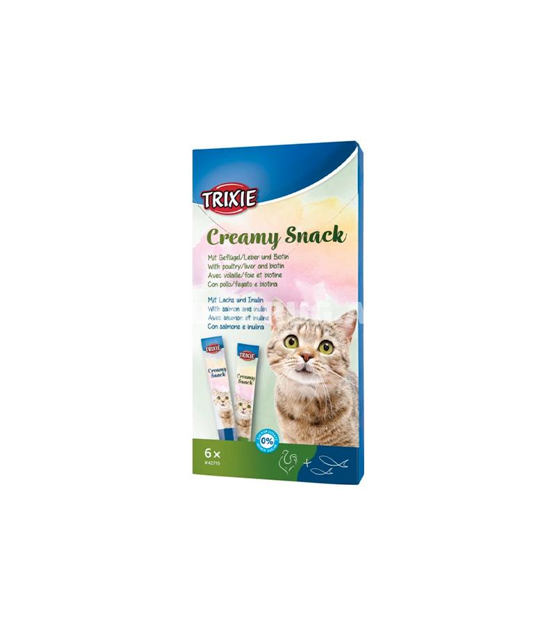 Лакомство Trixie Creamy Snacks жидкое для кошек с лососем и курицей 6 шт.