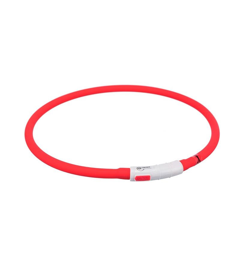 Trixie Мигающее кольцо для собак USB, силикон, XS–XL: 70 см Ø 10 мм, красный