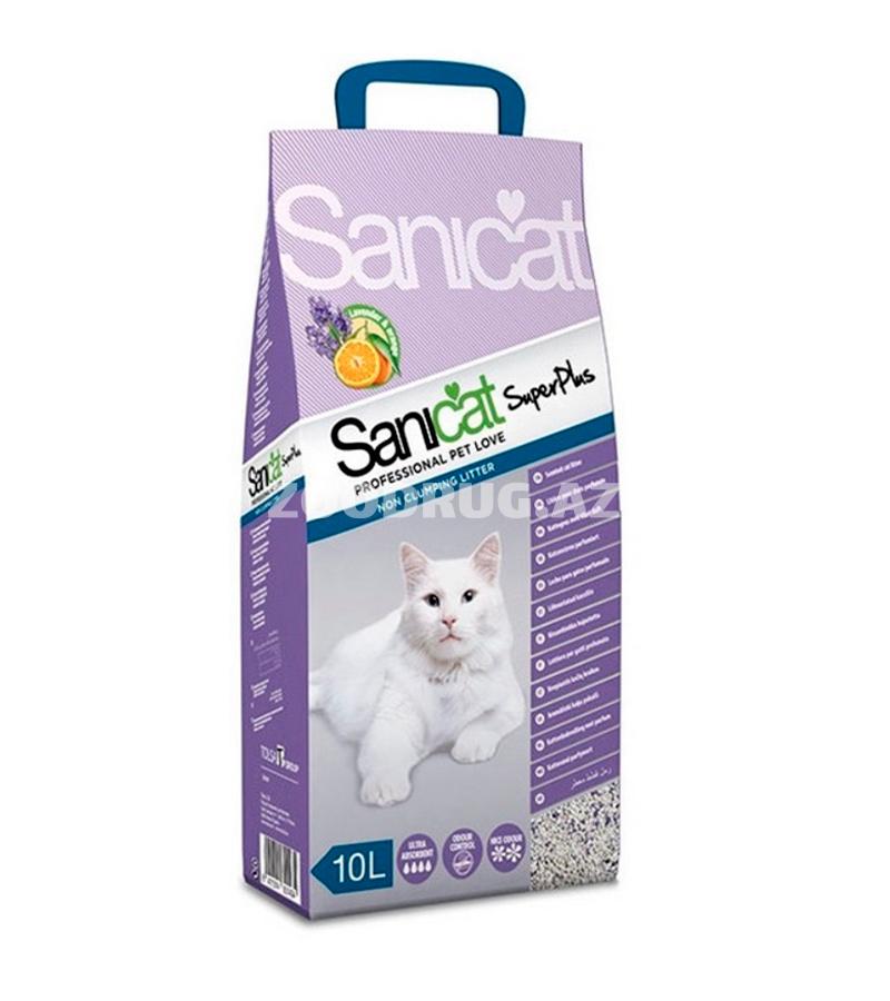 Наполнитель для кошачьего туалета  Sanicat Super Plus бентонитовый, впитывающий с ароматом апельсина и лаванды 10 лтр.