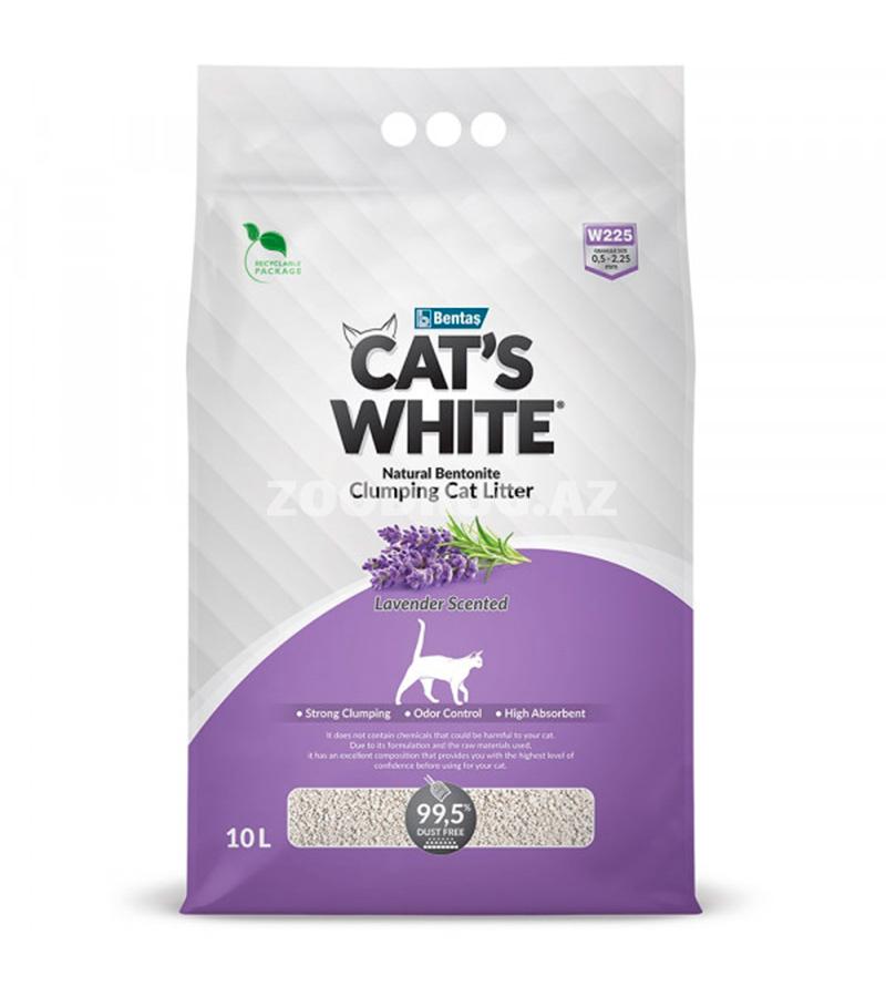 Наполнитель CAT'S WHITE LAVENDER  комкующийся для туалета кошек с ароматом лаванды (10 л)