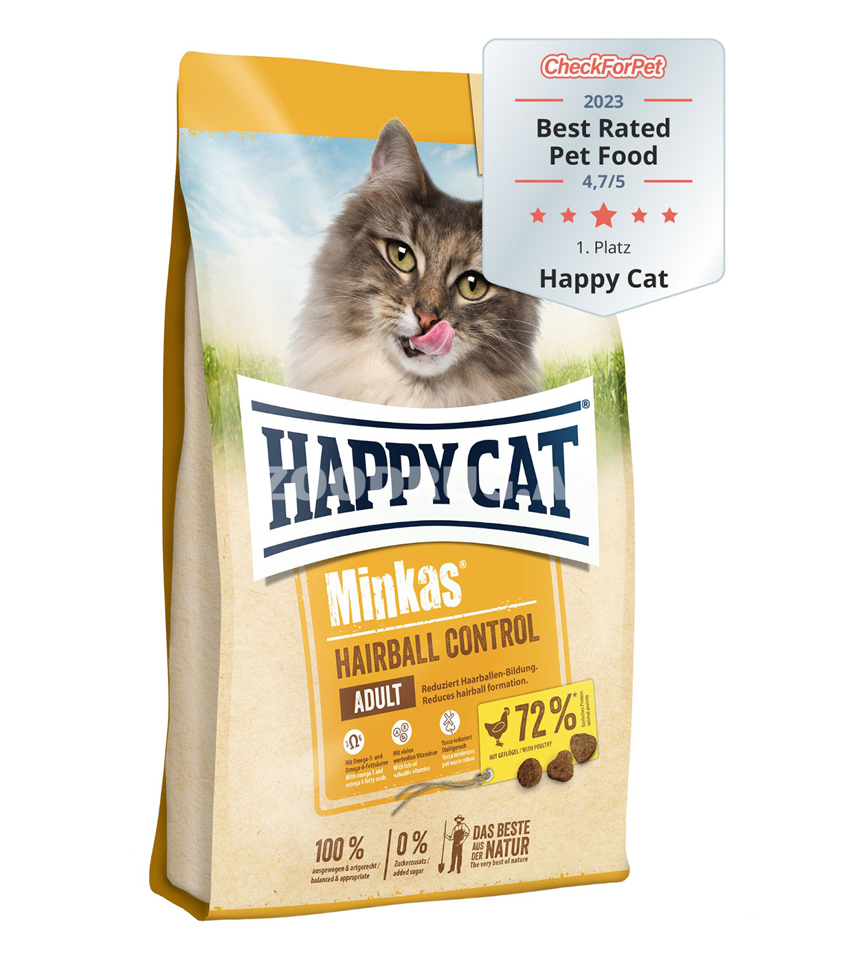 Happy Cat Minkas Hairball Control Adult – böyük pişiklər üçün (yun topalarının qarşısının alınması üçün) quru yem