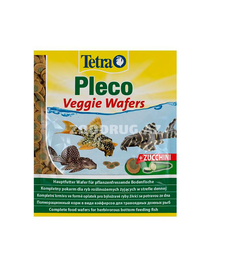 Tetra  PlecoVeggie Wafers Корма для рыб для растительноядных донных рыб таблетки 15 гр.
