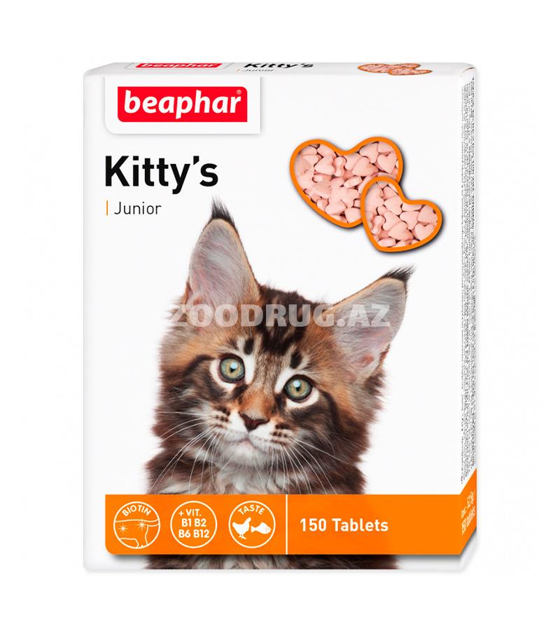 Лакомство BEAPHAR KITTY’S JUNIOR для котят витаминизированное с биотином (150 таблеток)