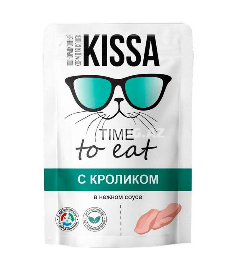 Влажный корм Kissa для кошек со вкусом кролика в соусе 75 гр.