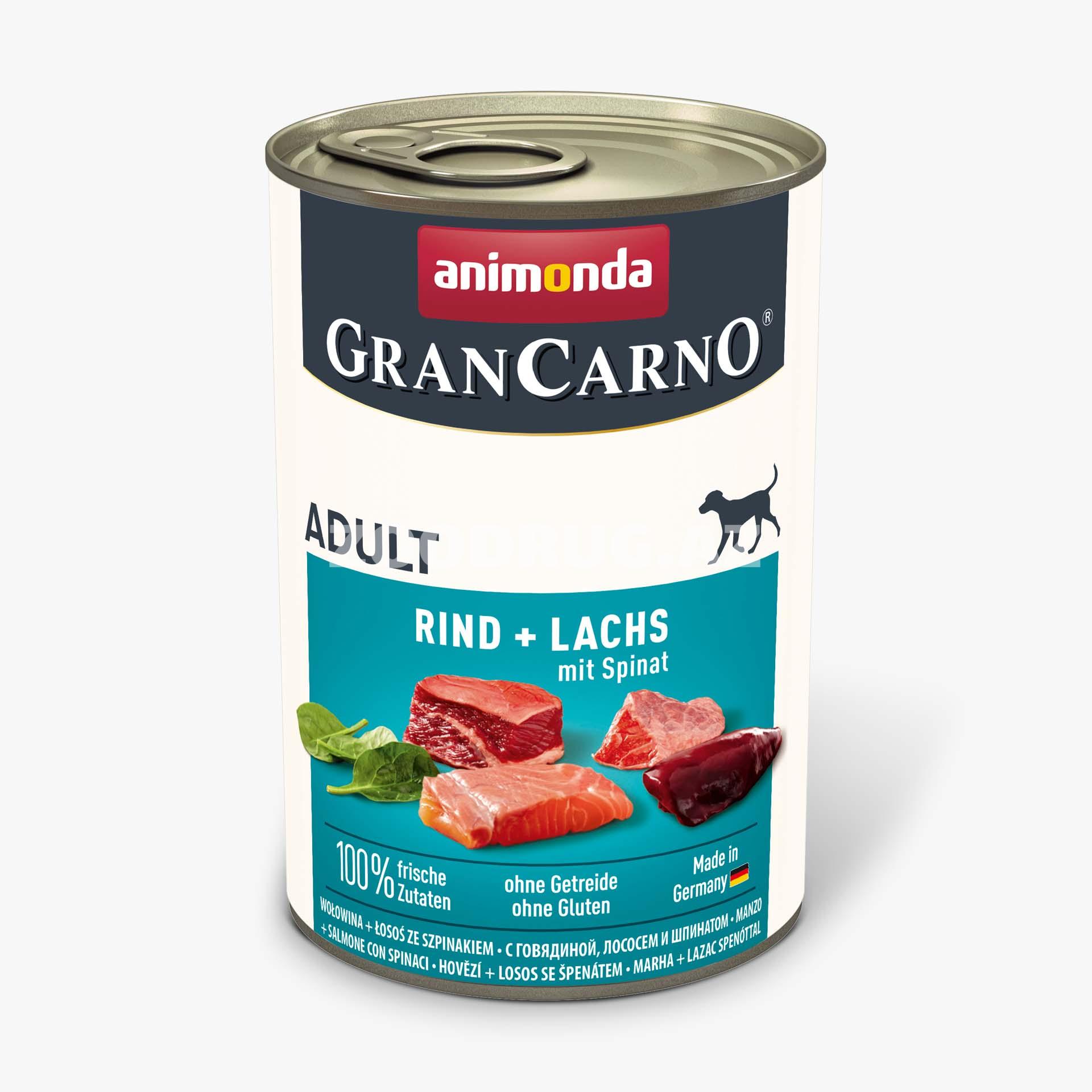 Влажный корм Animonda Gran Carno Original Adult для взрослых собак со вкусом говядины, лосося и шпината 800 гр.