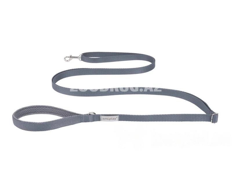 Поводок Amiplay Adjustable Leash easy fix. Цвет: Серый. Размер: S. Длина: 160-300x1.5 см.