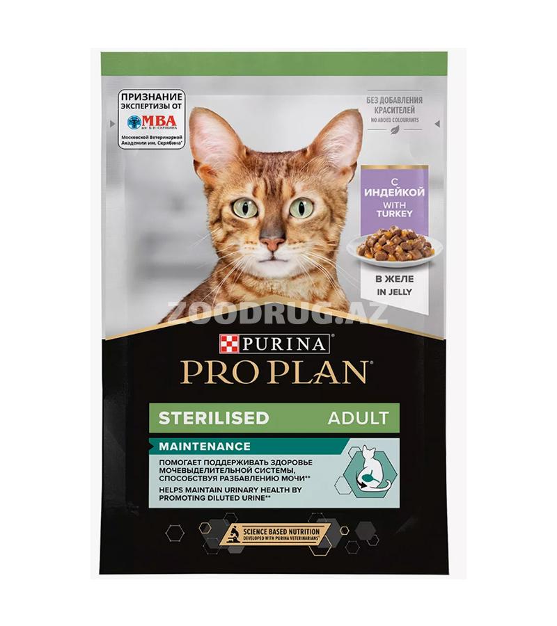 Влажный корм Purina Proplan Adult Cat Sterilised Jelly Turkey для взрослых кастрированных котов и стерилизованных кошек со вкусом индейки в желе 85 гр.