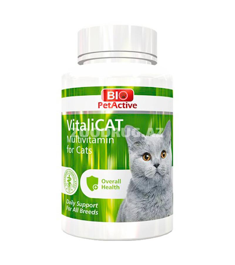 Витамины Bio PetActive Vitali Cat для поддержки здорового развития и устойчивости к болезням котят и взрослых кошек 150 табл.