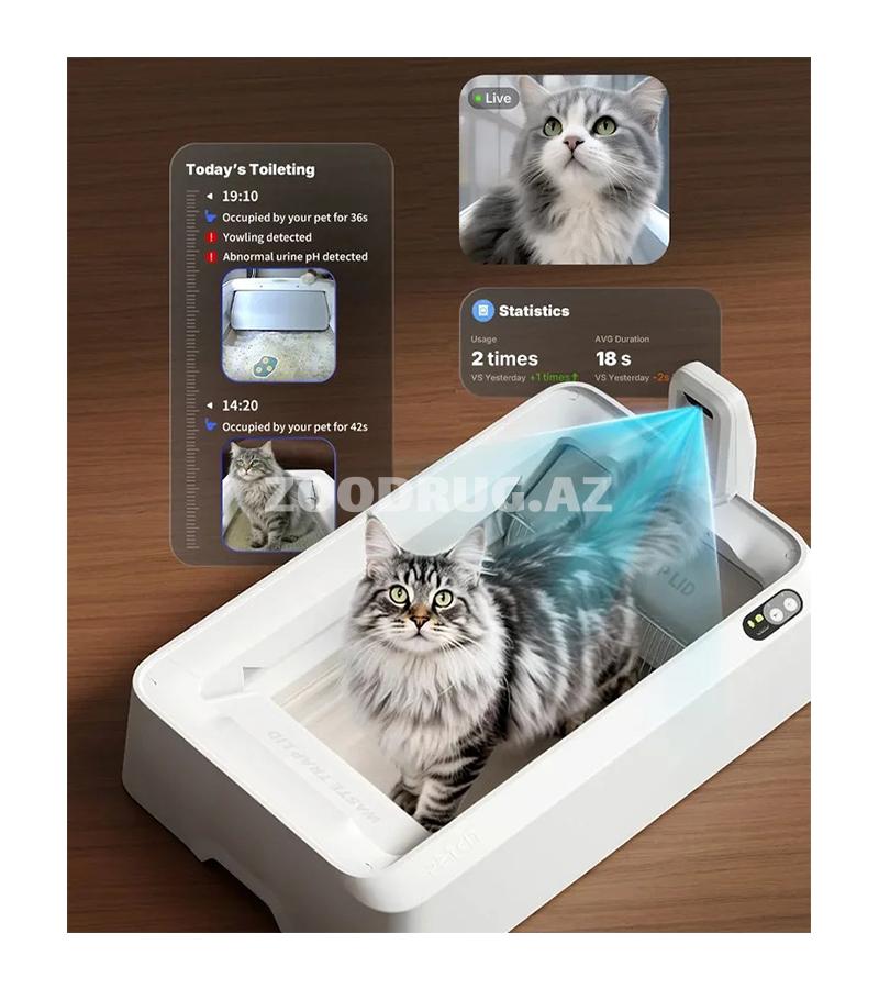 PETKIT PuraBox Crystal DUO -AI-kameralı ağıllı, özünü təmizləyən pişik tualeti
