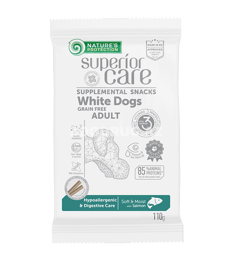 Лакомства Nature's Protection Superior Care White Dogs. Гипоаллергенный, улучшающий пищеварение с лососем 110 гр.