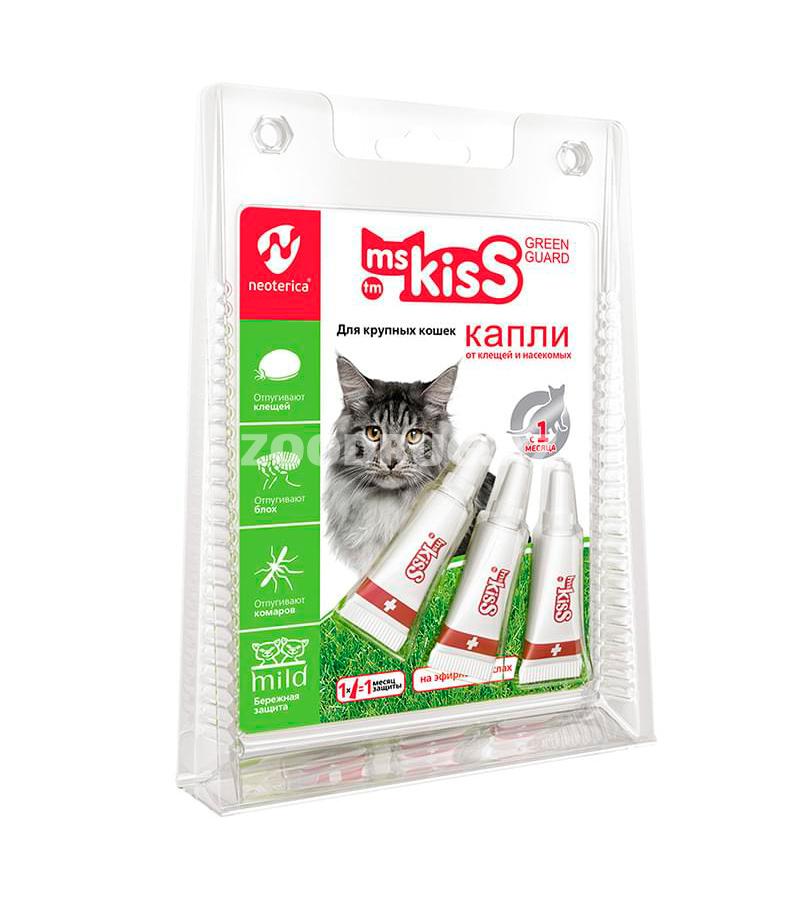 Биокапли Ms.Kiss для взрослых кошек от блох и клещей 1 пипетка.