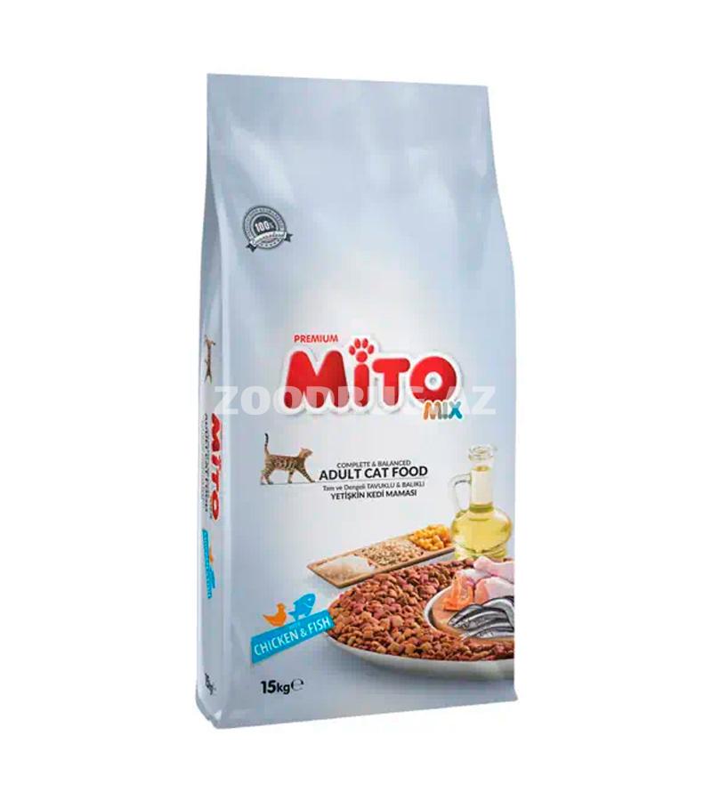 Сухой корм Mito Mix для взрослых кошек с курицей и рыбой