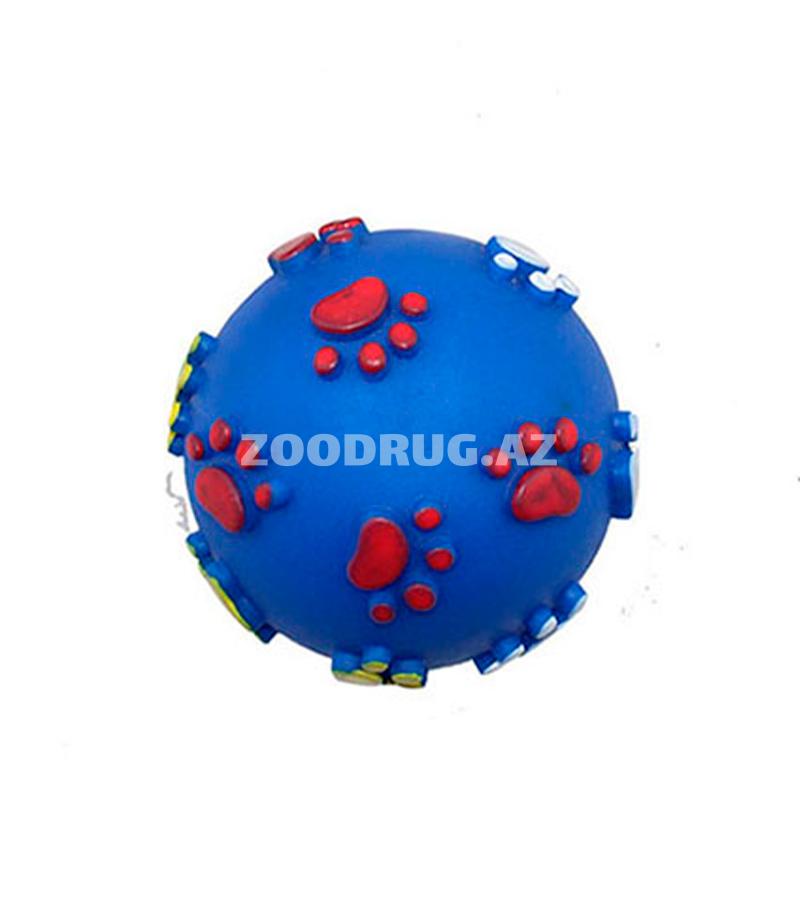 Игрушка O.L.KAR "Мяч с лапками" с пищалкой для собак. Цвет: Синий. Диаметр: 7 см.