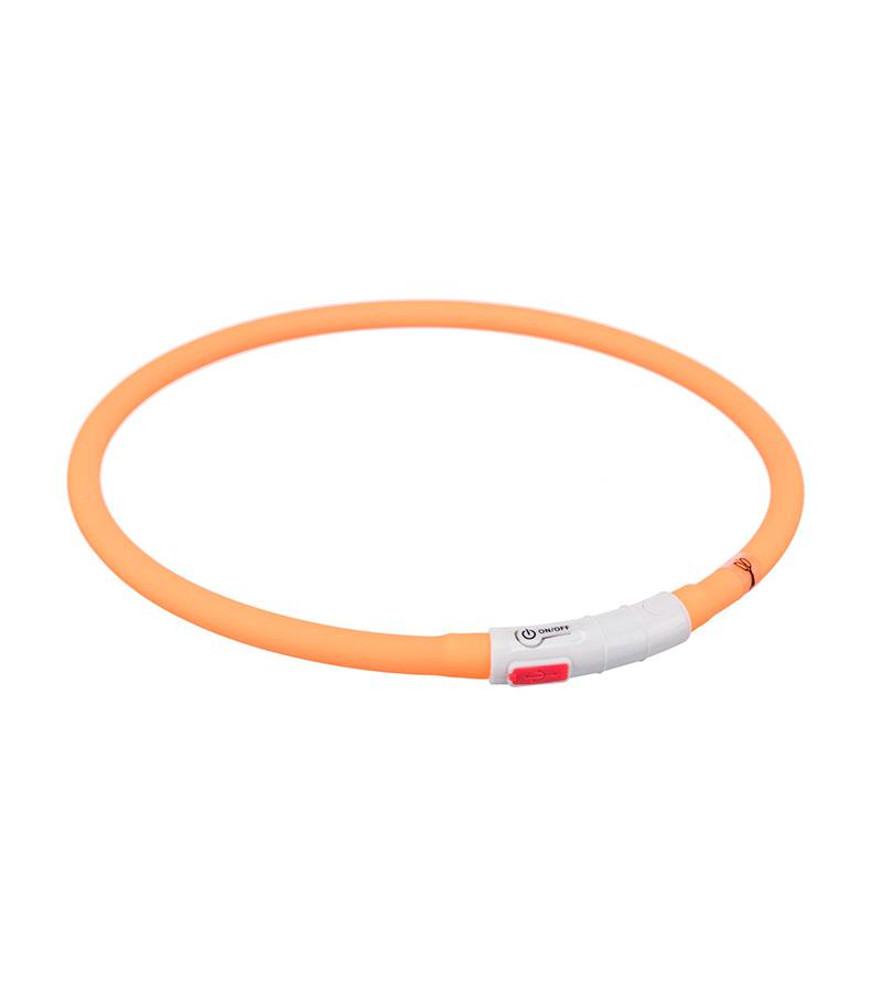 Ошейник-кольцо Trixie светодиодный XS–XL для собак силиконовый. Цвет: Оранжевый.