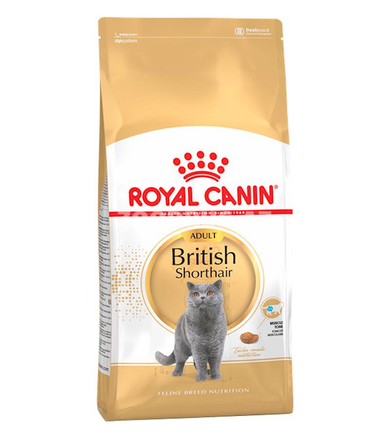 Сухой корм ROYAL CANIN BRITISH SHORTHAIR ADULT для взрослых британских короткошерстных кошек со вкусом курицы.