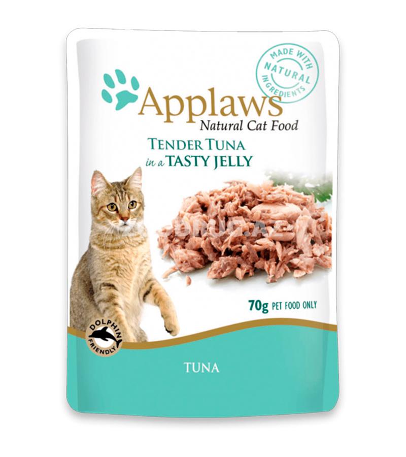 Консервы APPLAWS для взрослых кошек с кусочками тунца в желе (70 гр)