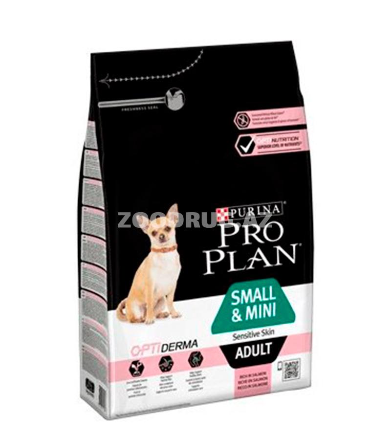Сухой корм Purina Pro Plan для взрослых собак мелких пород с чувствительной кожей со вкусом лосося.