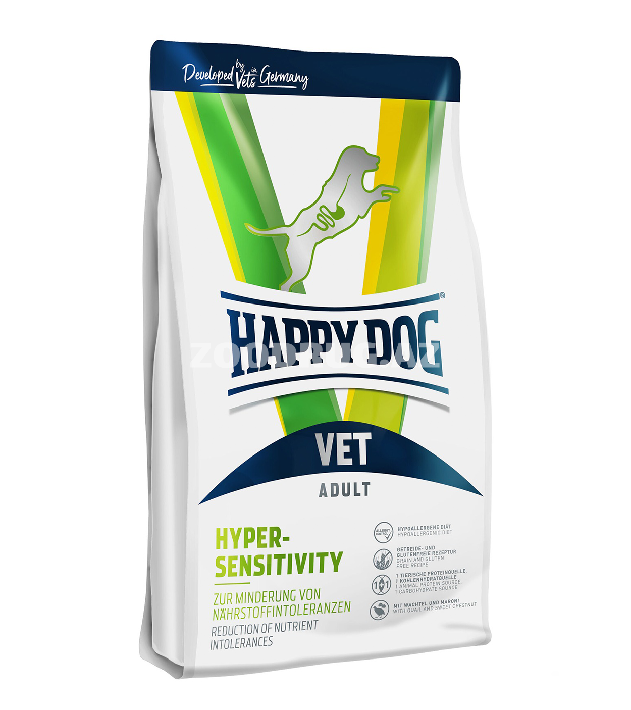 Quru yem Happy Dog VET Hypersensitivity böyüklər üçün itlərə (qida dözümsüzlüyü və allergiya zamanı)