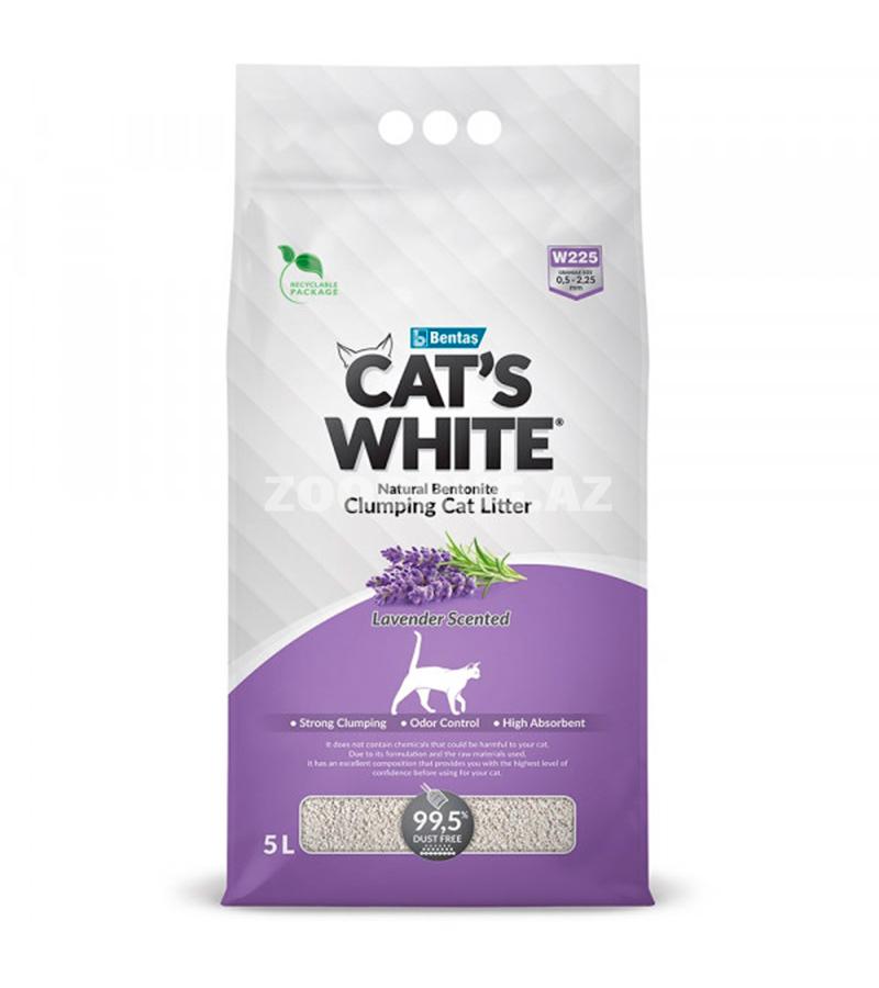 Наполнитель CAT'S WHITE LAVENDER  комкующийся для туалета кошек с ароматом лаванды (5 л)