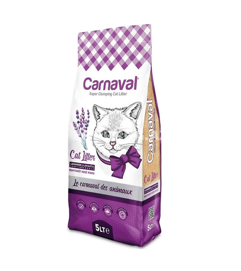 Наполнитель для кошачьего туалета Carnaval Premium Quality с ароматом лаванды, бентонитовый, комкующийся 5 лтр.