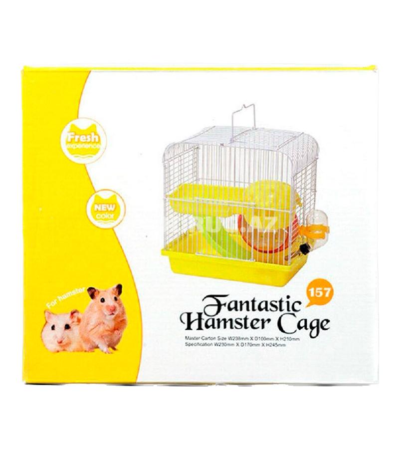 Клетка для грызунов Hamster Cage, с пластмассовым поддоном. Цвет: Желтый. Размер 23*17*24.5 см.