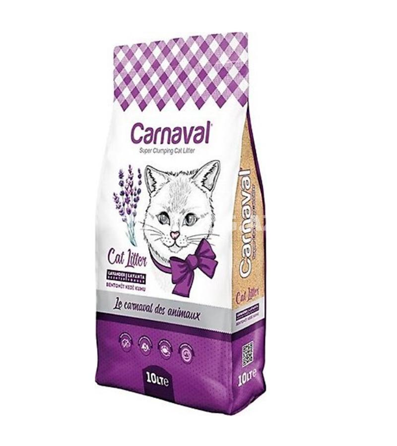 Наполнитель для кошачьего туалета Carnaval Premium Quality с ароматом лаванды, бентонитовый, комкующийся 10 лтр.