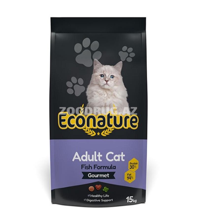 Сухой корм Econature Adult Cat Fish Formula Gourmet - полноценный сбалансированный рацион для взрослых кошек, созданный для ежедневного питания и отличного самочувствия питомца.